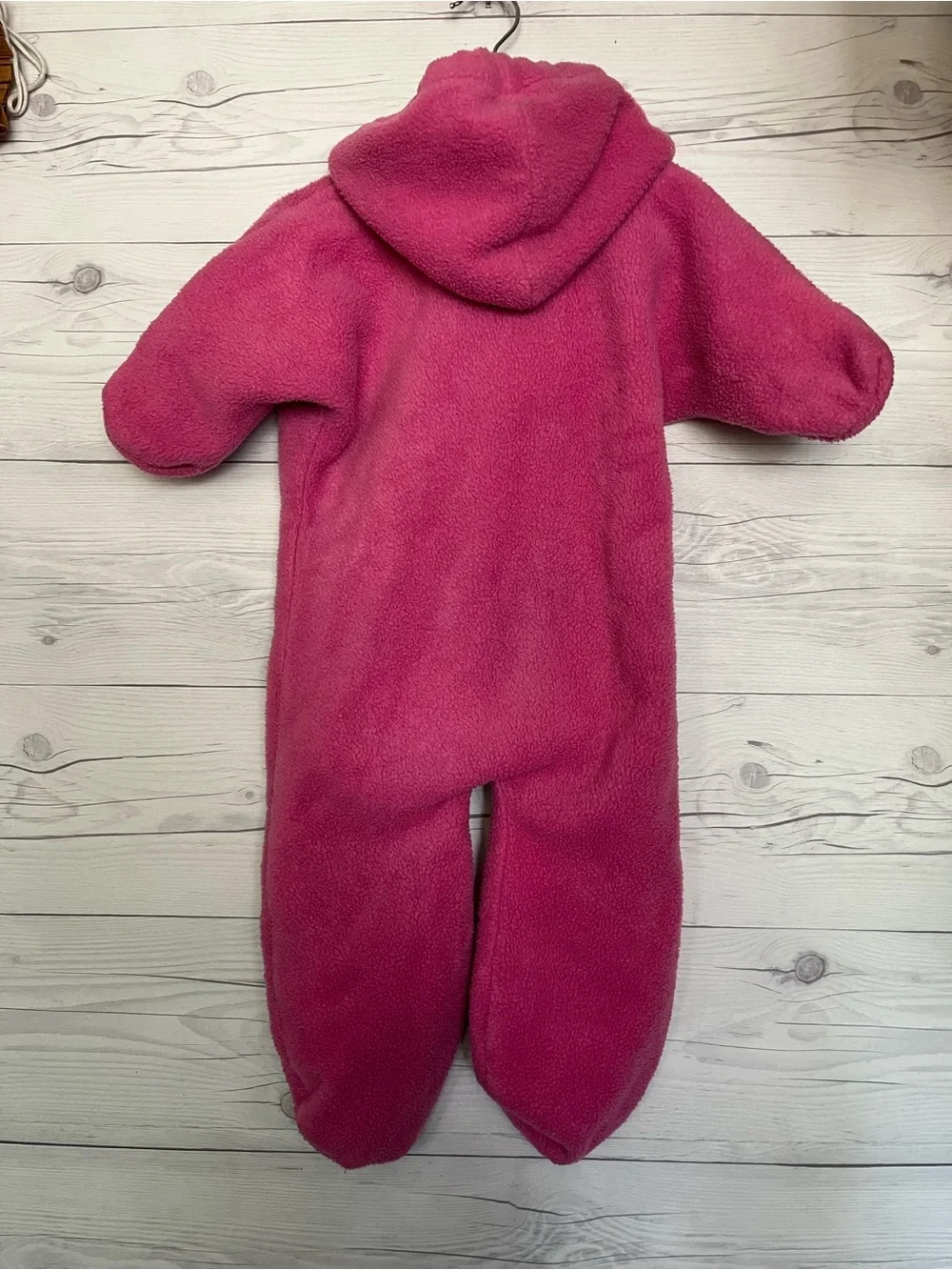 Vtg REI Snow Suit Bunting Fleece Hooded Winter Pink Baby Infant